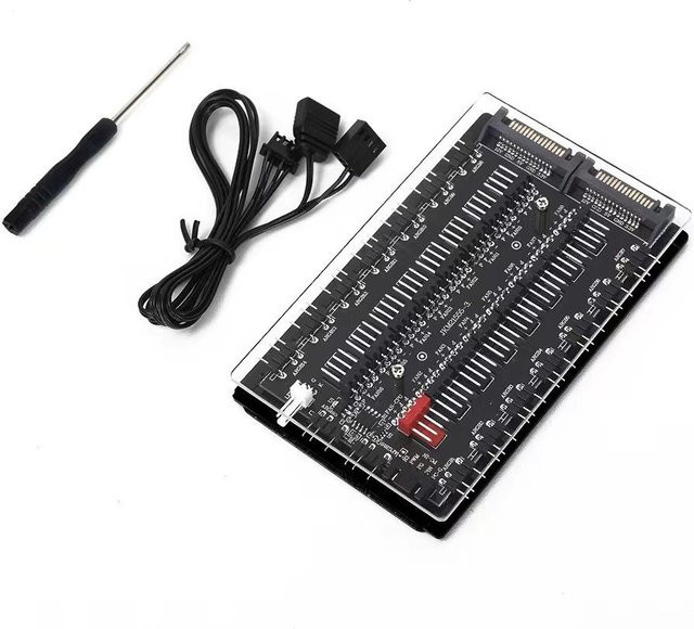 AuyiHomu Dual 16-Port Lüfter-Hub mit ARGB PWM und SATA-Stromversorgung, Schwarz - Bild 1