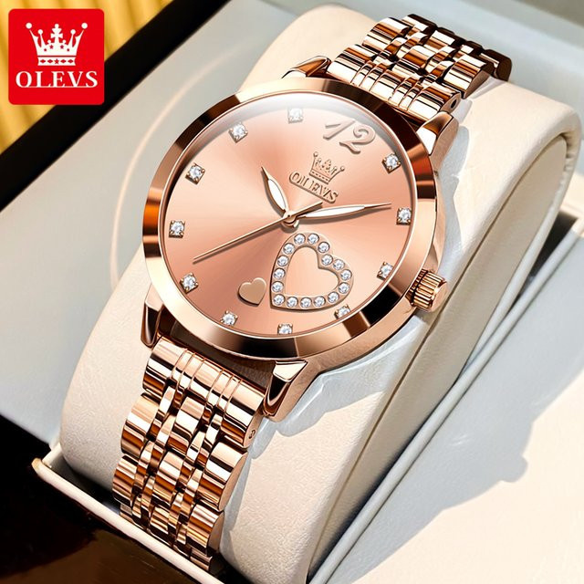 OLEVS Armbanduhr Quarz, Edelstahl, Roségold, Damen - Bild 1