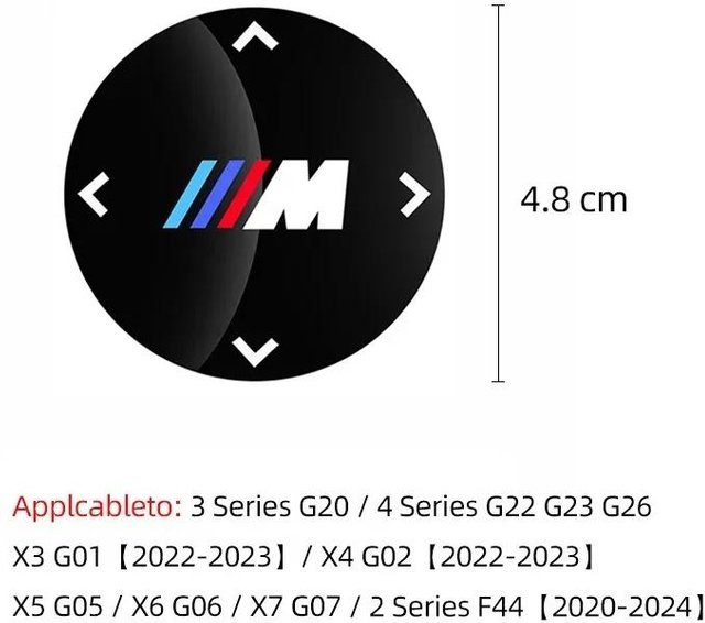 BMW Multimedia Drehknopf Emblem Aufkleber Decal in Schwarz für Auto Innenraum Durchmesser: 48 mm - Bild 1