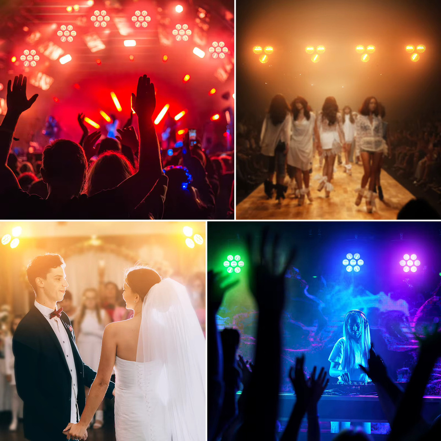 Somspot 4er Set Retro Bühnen-Leuchten mit 7x50W COB LED Par-Effekt in Schwarz und Multicolour für Disco, Party, Konzert und Theater - Bild 6