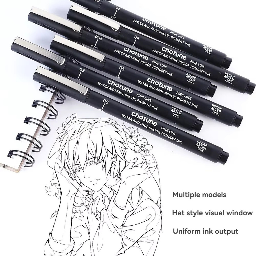 Schwarze Pigment-Mikrostift-Fineliner für Zeichner und Illustratoren zum Skizzieren von Anime und Manga - Bild 4