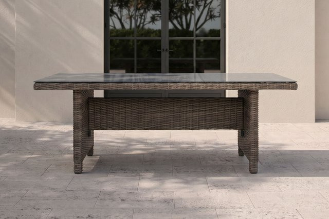 OUTFLEXX Esstisch aus Polyrattan in Grau mit Spraystone Tischplatte, B: 200 cm, T: 95 cm, H: 76,5 cm - Bild 1