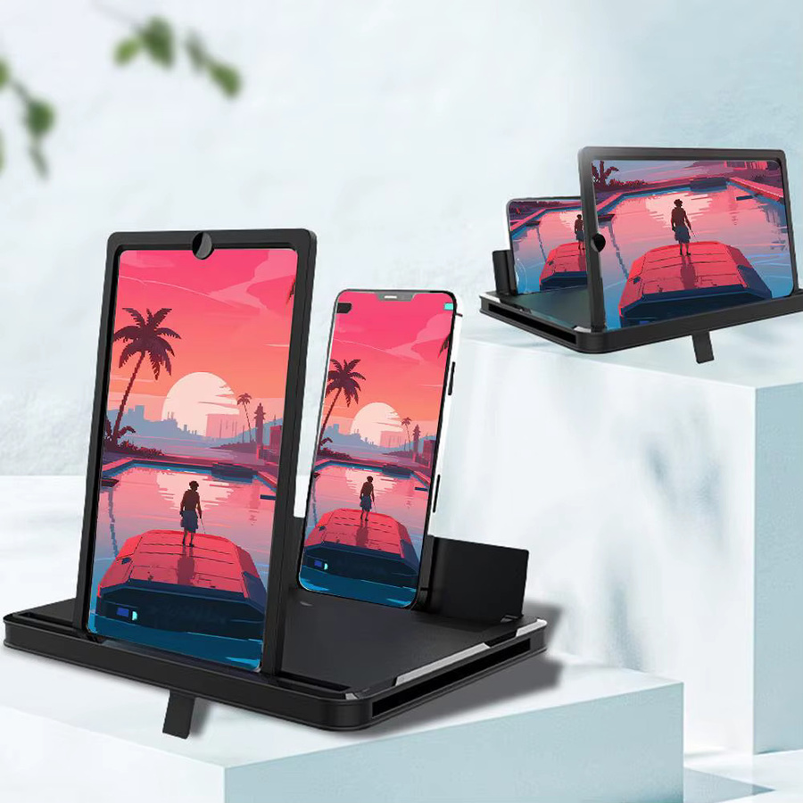 Handy Bildschirm Verstärker 3D HD Video Lupe mit Ständer in Schwarz für 10/12/14 Zoll Smartphones - Bild 5