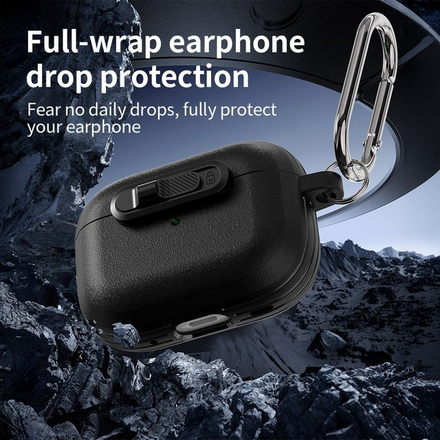 Schutzhülle für Apple AirPods Pro 3, weiche Anti-Fall Hülle mit Sperrschalter, Schwarz - Bild 1