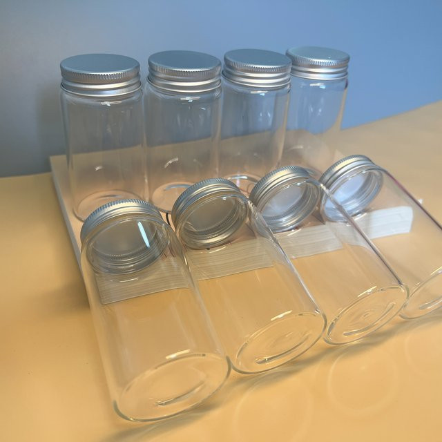 LYGIL Klarglasbehälter Set mit Aluminiumdeckel, 8 Stück, transparent, luftdicht, 100 ml, B/T/H: 3,3 x 3,3 x 4,7 cm - Bild 1