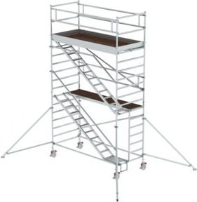 MUNK Günzburger Steigtechnik Alu-Rollgerüst mit Schrägaufstiegen in Silber, Plattform-Höhe: 4,35 m, maximale Arbeitshöhe: 6,4 m - Bild 2