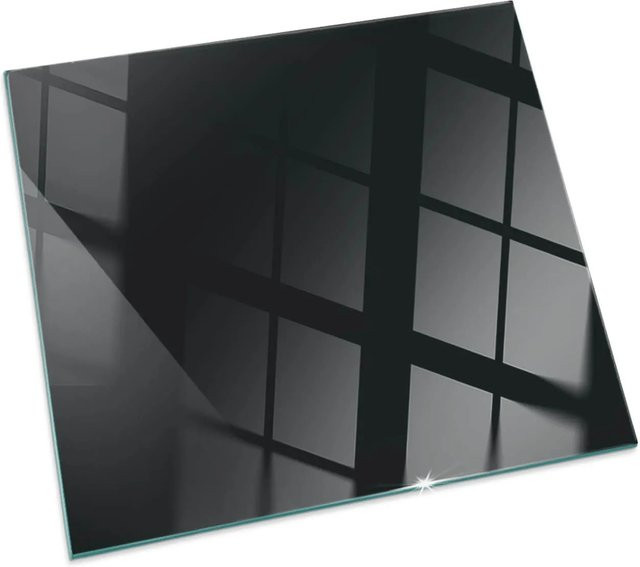 Tulup Glasplatte für Kamin in Schwarz, quadratische Vorlegeplatte für Kaminöfen, B/T: 50 x 50 cm - Bild 1