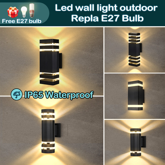 CHUANGYANG LED-Wandleuchte für Außen und Innen mit E27-Fassung, wasserdicht nach IP65, aus Metall, Wandmontage - Bild 1