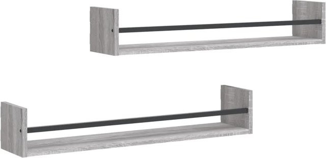 vidaXL Wandregale mit Stangen, 2 Stück, Grau Sonoma, B/T/H: 80 x 16 x 14 cm - Bild 1