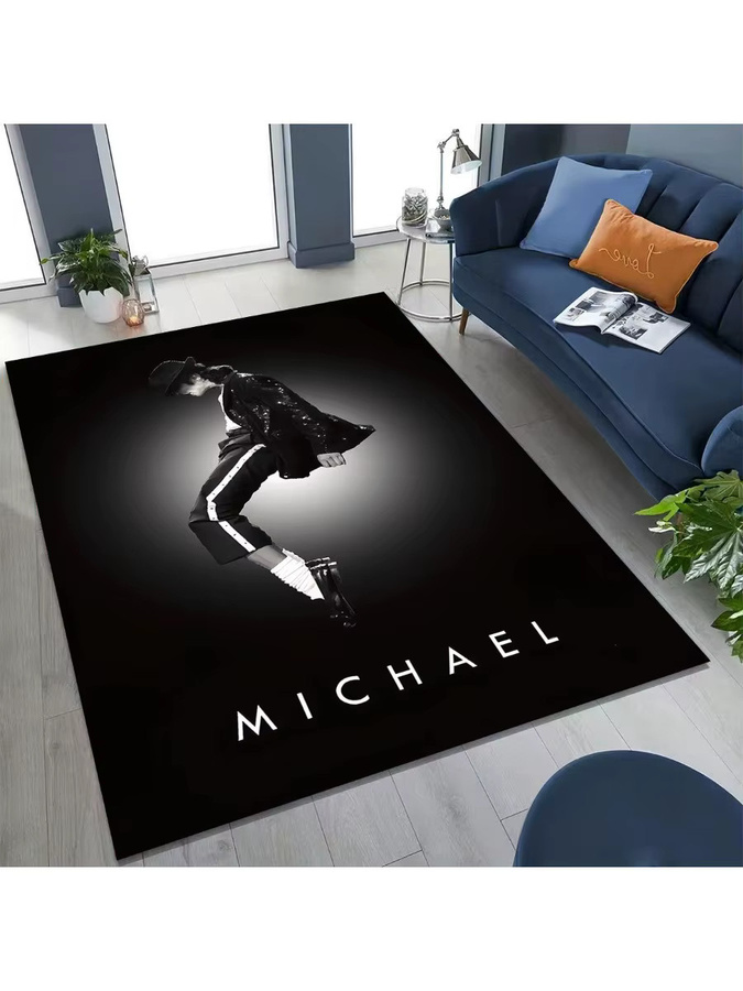 Faviora MJ Michael Jackson King of Pop Art Teppich in Schwarz für Wohnzimmer und Schlafzimmer - Bild 2