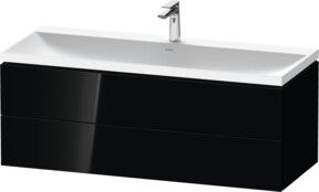 Duravit L-Cube Waschtisch-Set schwarz hochglanz mit Waschbecken und 2 Schubladen, B/T/H: 120 x 48 x 48 cm - Bild 1
