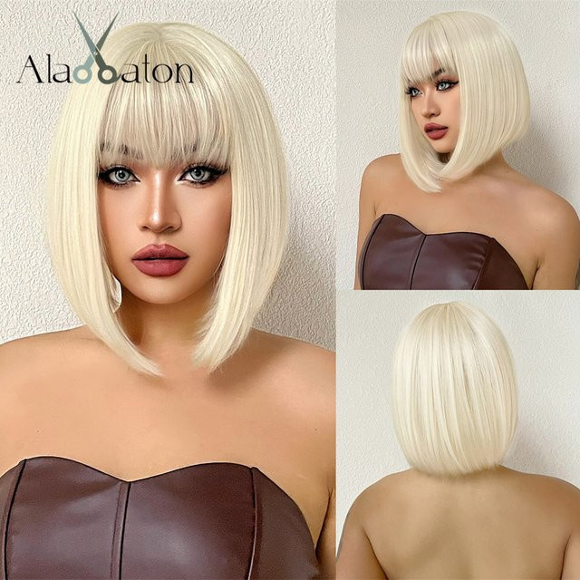 ALAN EATON Synthetik-Perücke, kurzer Bob, blond, mit Pony, Damen - Bild 1