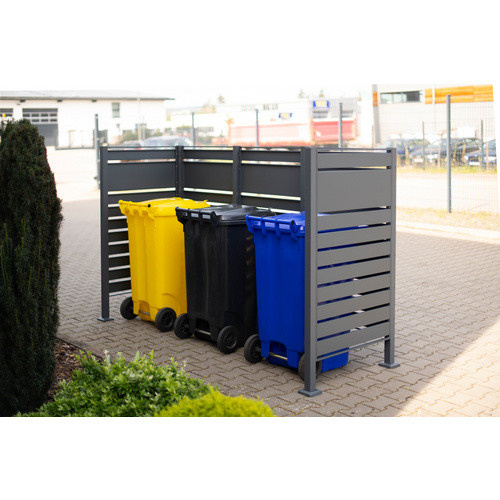 Westmann Mülltonnenverkleidung Planum 3er Box aus pulverbeschichtetem Stahl, Anthrazit, B/T/H: 80 x 240 x 150 cm - Bild 10