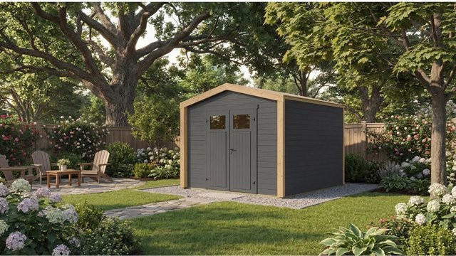 Weka Holz-Gartenhaus Killarney mit Satteldach in Anthrazit-Eiche, B/T: 311 x 313 cm - Bild 1