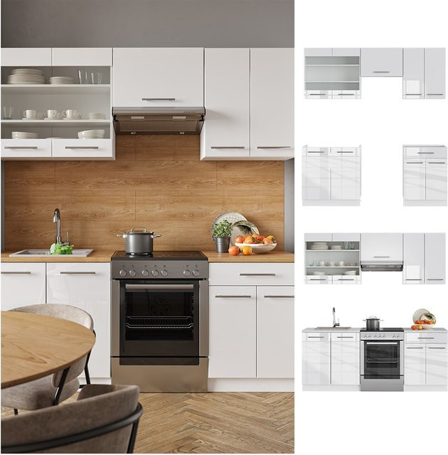 Vicco Küchenzeile Fame-Line Einbauküche in Weiß Hochglanz mit Soft-Close-Türen, Breite: 200 cm - Bild 1