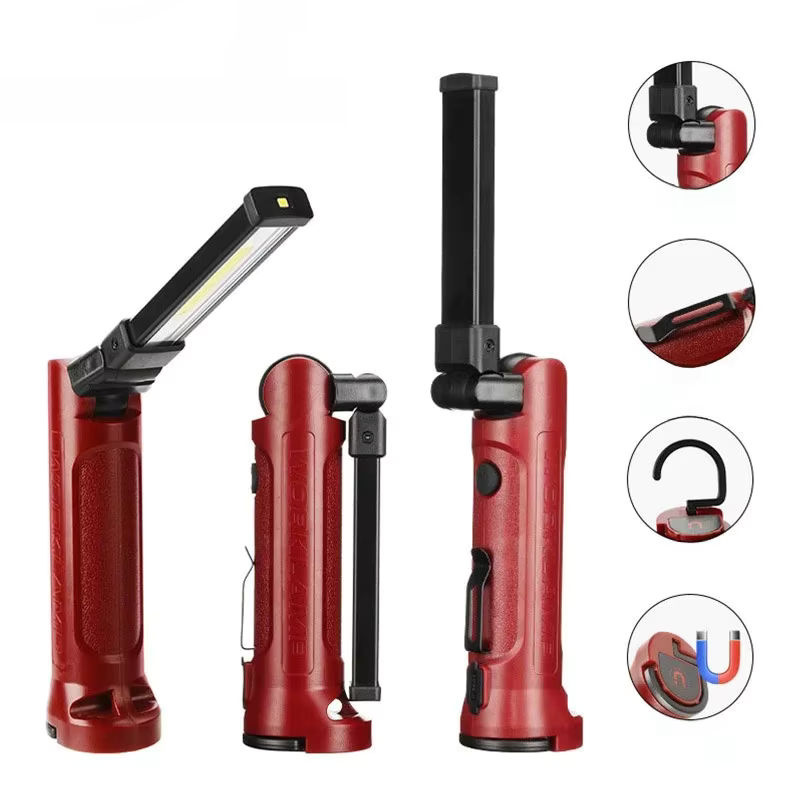 ESMARTER COB LED Arbeitsleuchte mit 180 Grad Faltfunktion, USB wiederaufladbare Taschenlampe mit Magnet und Haken für Camping, Notfall und Reparatur - Bild 7
