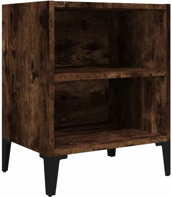 vidaXL Nachttisch in Räuchereiche mit Metallbeinen für dein Schlafzimmer, B/T/H: 40 x 30 x 50 cm - Bild 1