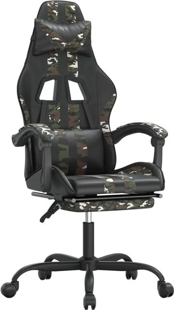 vidaXL Gamingstuhl mit Fußstütze und Kopfstütze, Schwarz/Mehrfarbig, Kunstleder, 360 Grad drehbar - Bild 1
