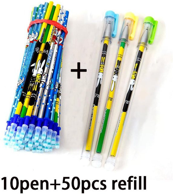 For Future Löschbares Gel-Stift Set mit Cartoon-Design, 60 Stück, 0,5 mm, Blau, Schwarz und Mehrfarbig - Bild 1