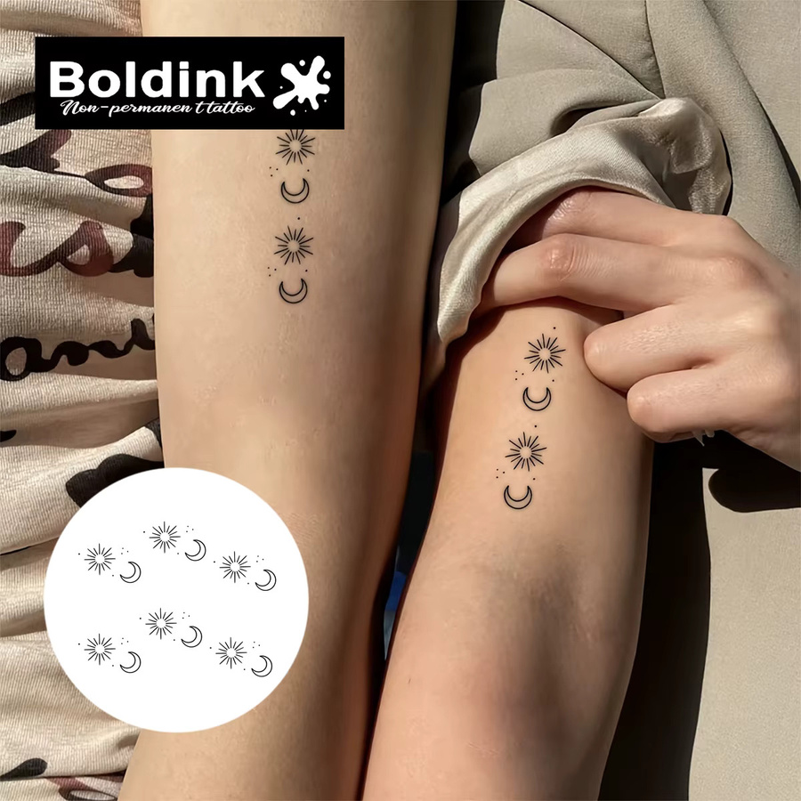Boldink Sonne und Mond Totem Tattoo Aufkleber, Unisex - Bild 2