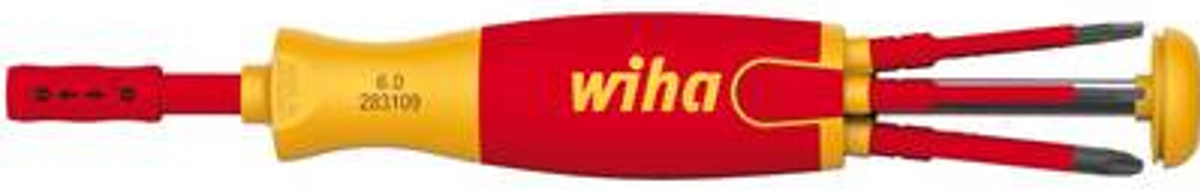 Wiha LiftUp electric VDE Bit-Schraubendreher mit Bit-Magazin, 6 slimBits in Rot, Schlitz, Pozidriv, PlusMinus - Bild 3