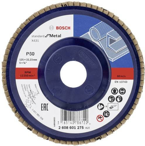 Bosch Fächerschleifscheibe X431 Standard für Metall, Blau, Durchmesser: 125 mm, Bohrungs-Ø: 22,23 mm - Bild 1