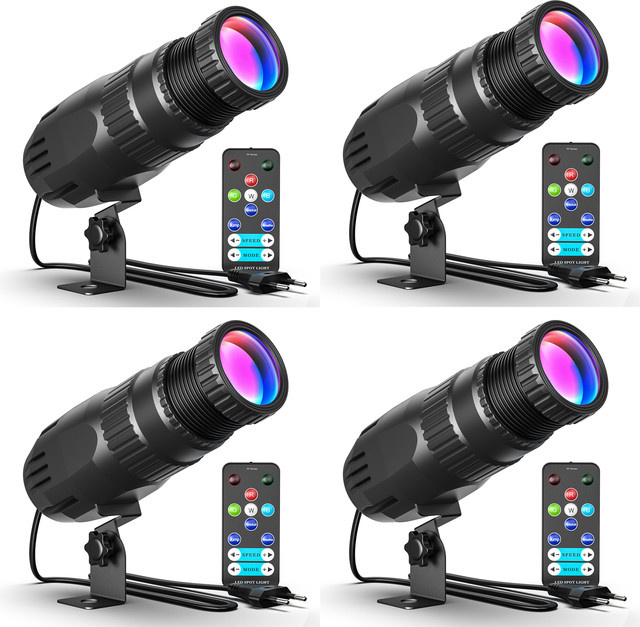 Yiflamefly Mini RGBW LED Pinspot Bühnenbeleuchtung 20W mit manueller Fokussierung, Schwarz - Bild 1