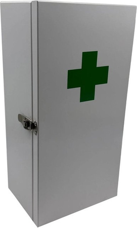 Relaxdays Medizinschrank aus Metall in Grün mit Schnappverschluss und Schloss, Wandmontage, B/T/H: 42 x 21 x 15,5 cm
