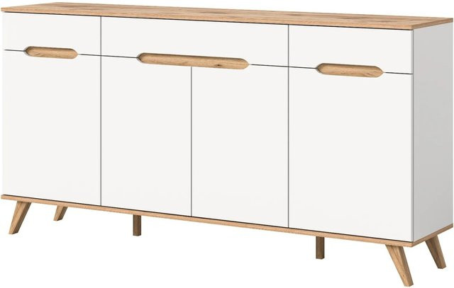 Inn.Furn Sideboard Hygge in Weiß und Eiche mit Soft-Close-Funktion, Breite: 185 cm - Bild 1