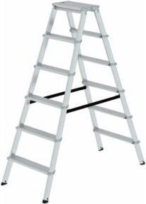 MUNK Aluminium-Stehleiter ML beidseitig begehbar mit 2 x 6 Stufen in Silber - Bild 1