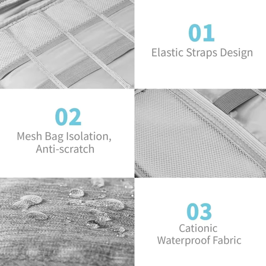 Tragbare Elektronik-Zubehör Tasche in Grau für USB-C Kabel, Ladegeräte und OTG-Datenkabel, wasserdichte Reise-Organizer Tasche - Bild 5