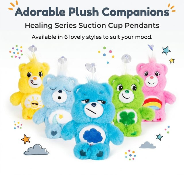 Care Bears Glänzender Liebesbär, Saugnapf-Plüsch-Anhänger, 22cm - Bild 1