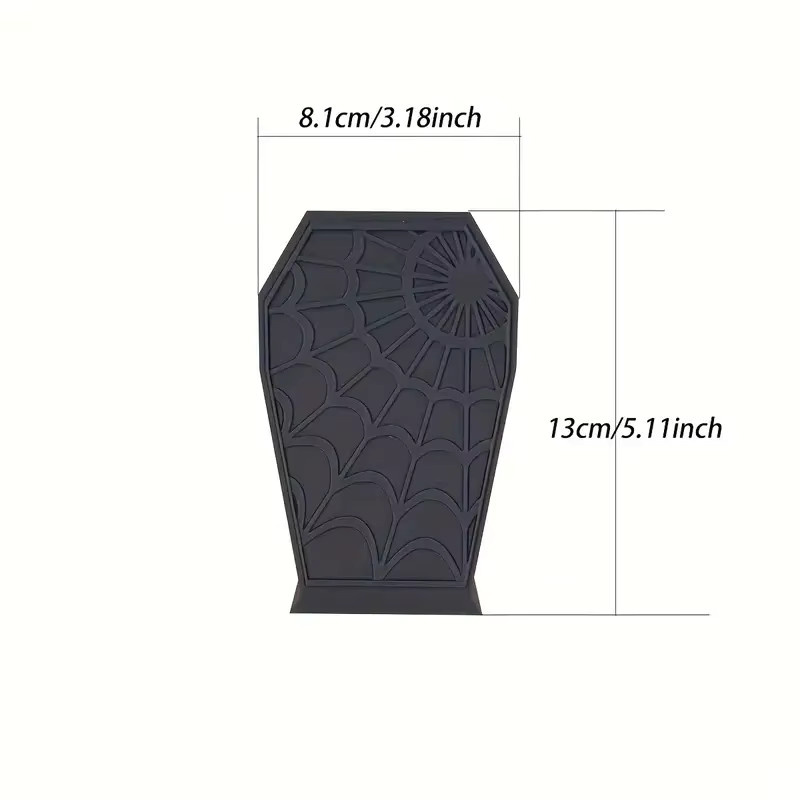 Gotischer Make-up-Pinselhalter in Sargform mit Spinnennetz-Design, schwarzer Schreibtisch-Organizer aus Kunststoff für Waschtisch oder Büro - Bild 3