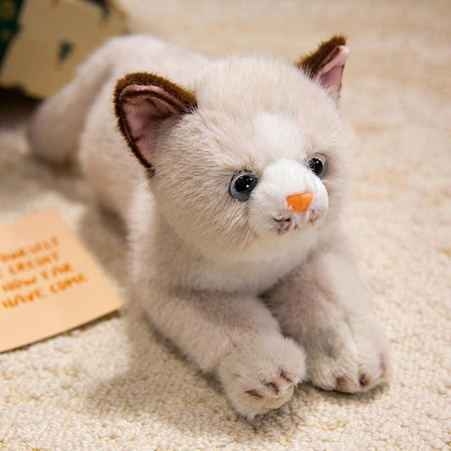 Yiran toy Katze Liegend Plüschtier, Gestreift Einfarbig, 38cm, ab 14 Jahre - Bild 1