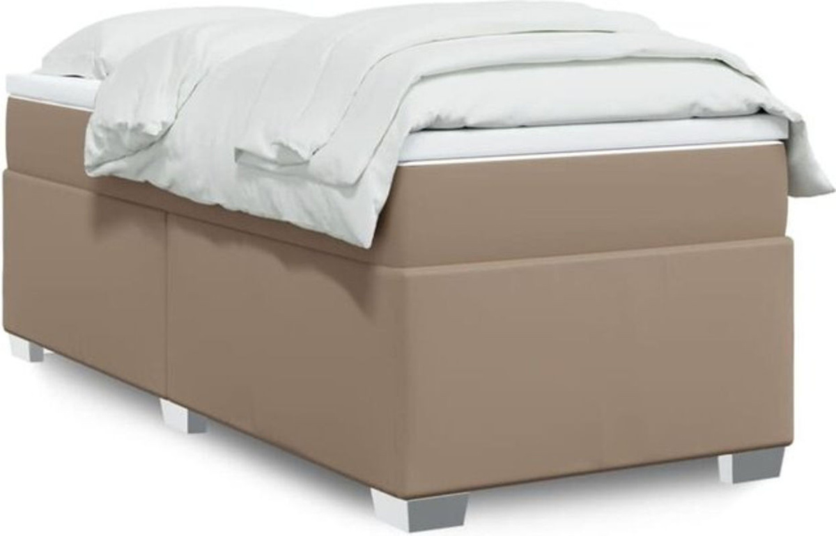 vidaxl Boxspringbett mit Matratze in Braun, Kunstleder, B/T/H: 90 x 190 x 46 cm - Bild 1