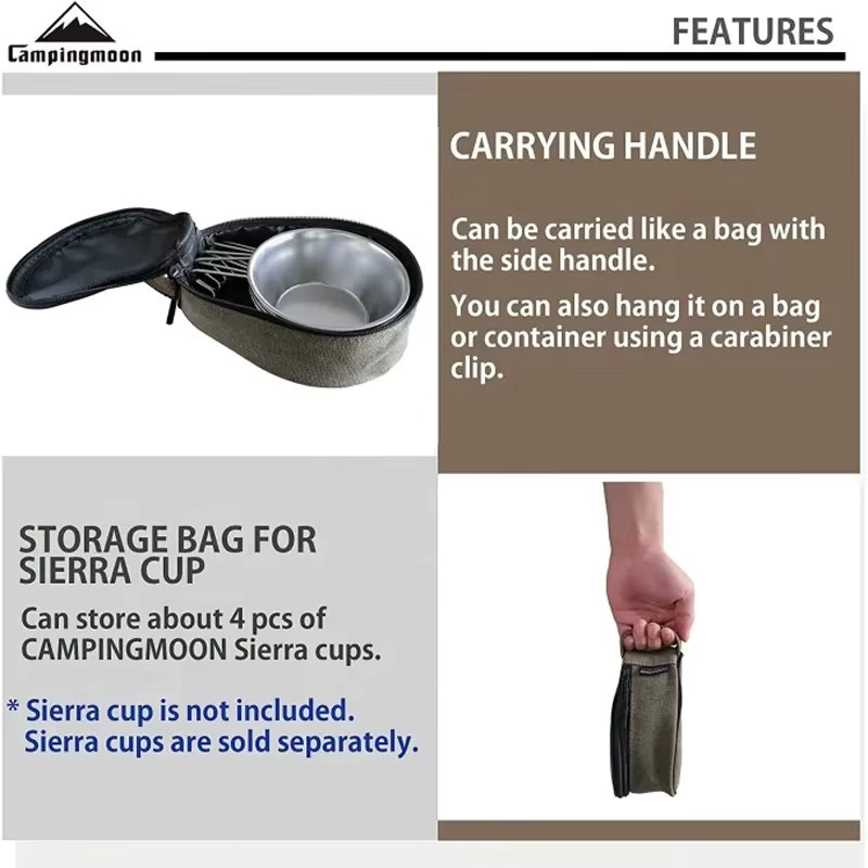CAMPINGMOON S220-B Mini-Tasche aus Segeltuch für Outdoor und Camping, B/T/H: 21 x 15 x 9 cm - Bild 4