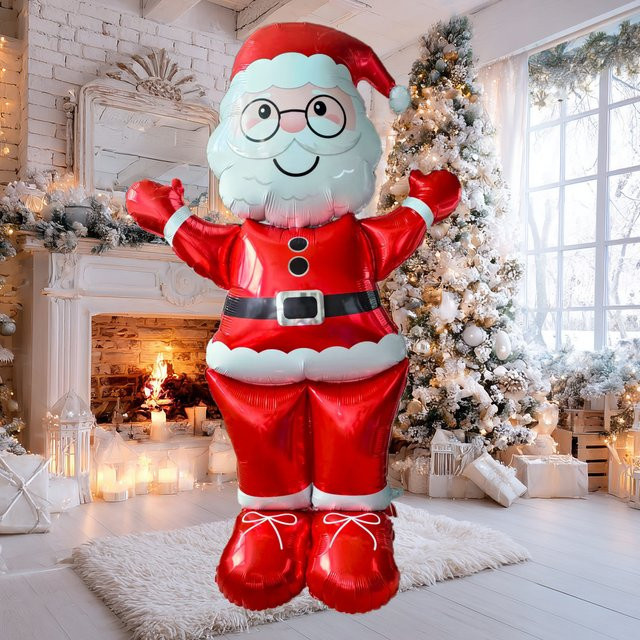 EACH PARTY Weihnachtsmann Folienballon-Set als freistehender Ständer für Weihnachts- und Neujahrsdekorationen, 213,36 cm Höhe - Bild 1