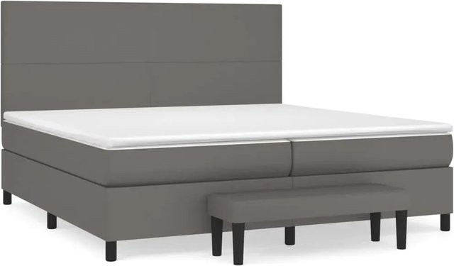 vidaXL Boxspringbett Grau mit Matratze und Kopfteil aus Kunstleder B/T: 200 x 200 cm - Bild 1