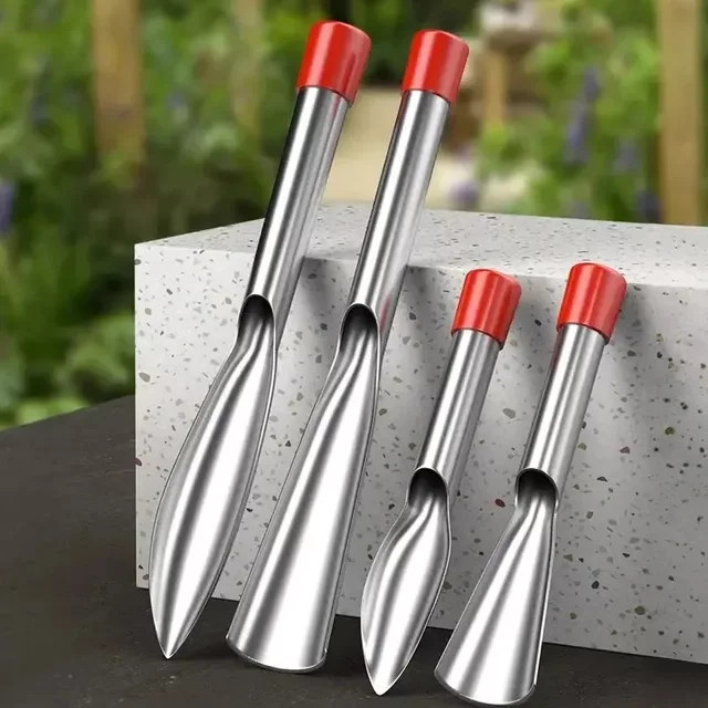 Gartenwerkzeug-Set aus Edelstahl mit spitzer Schaufel in Silber zum Graben, Umpflanzen und Unkrautjäten - Bild 1