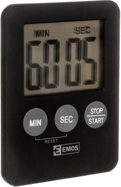 Küchenwecker und Stoppuhr mit LCD-Anzeige von emos in Schwarz, Modell TP202 E0202 mit Magnetbefestigung - Bild 1