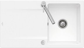 Villeroy & Boch Spüle Siluet 50 Flat aus Keramik, flächenbündig, weiß mit Ablauggarnitur und Excenterbetätigung - Bild 1
