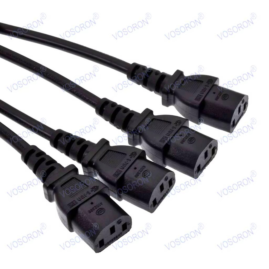 VOSORON USV-Server Y-Splitter-Verlängerungsstromkabel von IEC 320 C14 auf 4x IEC 320 C13, Schwarz, Länge: 60 cm - Bild 3