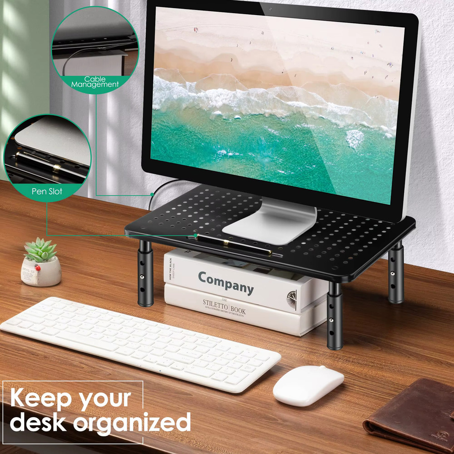 BEISHI Monitorständer für den Schreibtisch, Einstellbares Monitor Rack für PC und Bildschirm, in Schwarz oder Beige - Bild 2