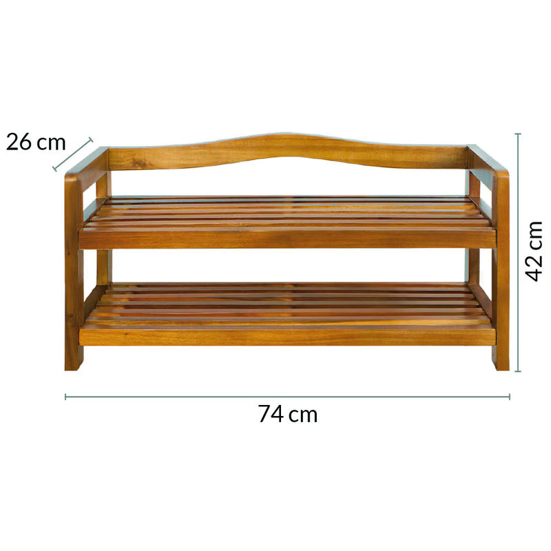 Casaria Schuhregal aus Akazienholz in Braun mit 2 Etagen, B: 42,0 cm, T: 26,0 cm, H: 42,0 cm - Bild 3