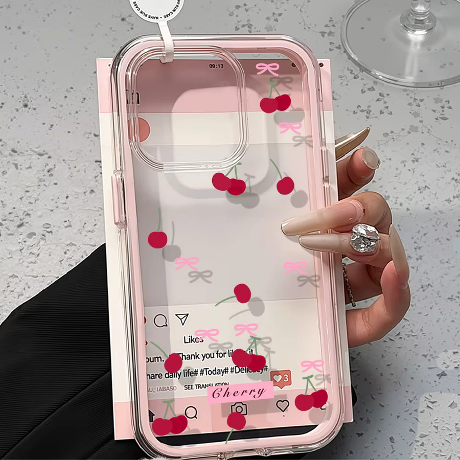 2-in-1 Rosa Blumen Schutzhülle für Apple iPhone 17 Pro Max, 16, 15, 14, 13, 12 Pro Max, Air, 11 – Transparentes Design mit Blumenmuster - Bild 1