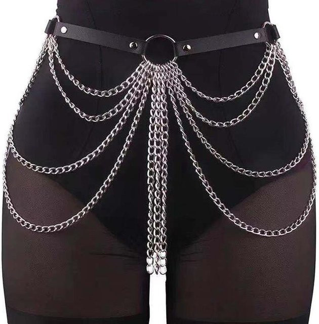 YIRAN Körperkette, PU Leder, Metall, Schwarz, Damen - Bild 1