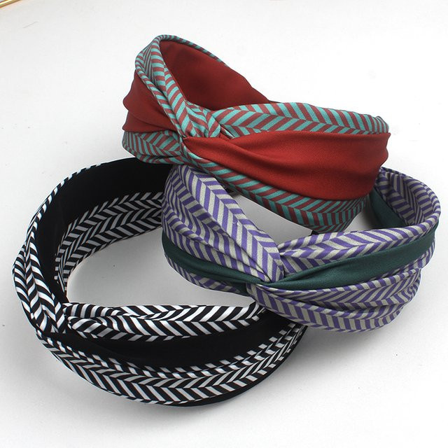 Haarband Damen, Vintage, Streifen, Knoten, Twist - Bild 1