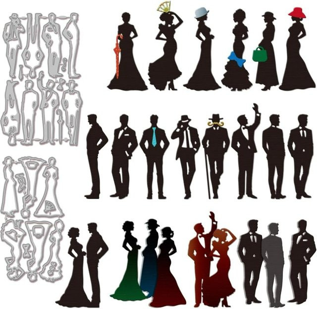 Metall Stanzform Gentleman und Dame Silhouette für Porträt Schneiden und Prägen - Bild 1