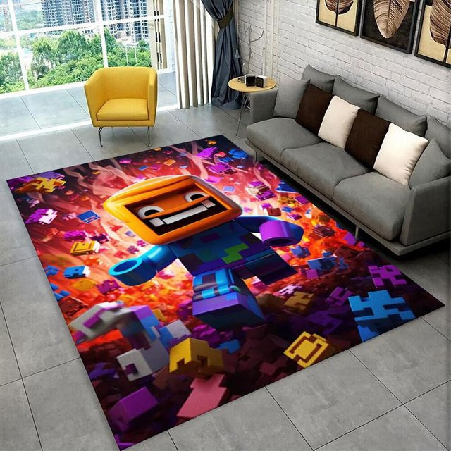 YunhengTechnology Kinderteppich mit Cartoon Gamer Motiv, rutschfest und waschbar, B/T: 80 x 120 cm, Mehrfarbig - Bild 1