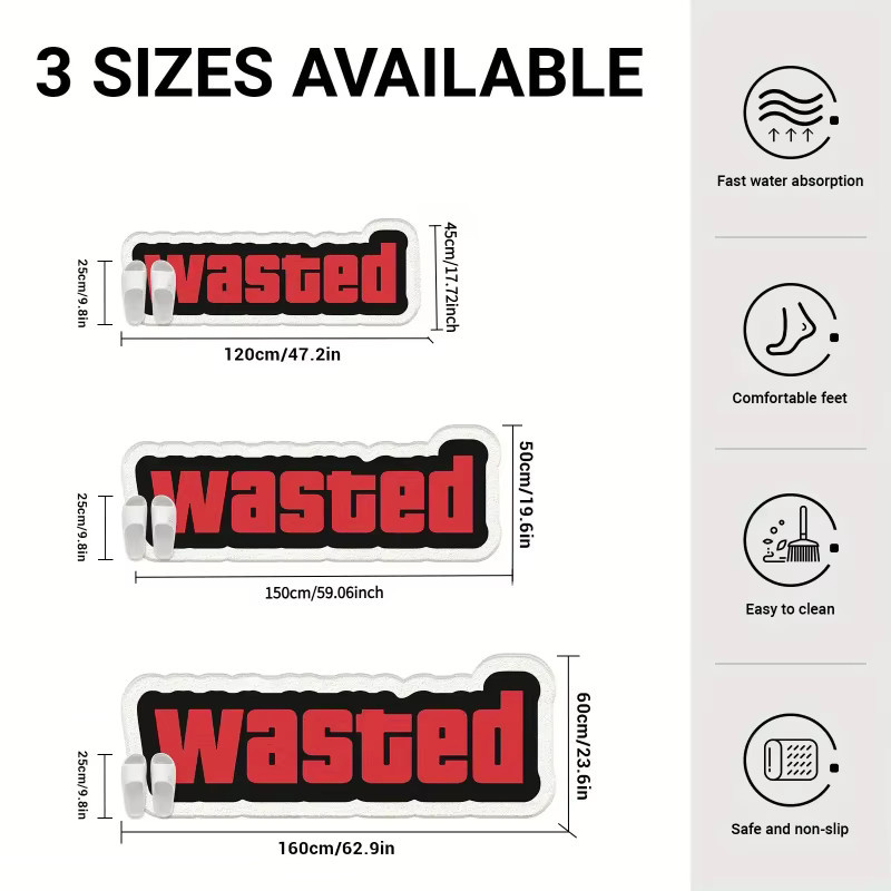VIKAMA Wasted Fußmatte, rutschfeste Eingangsmatte aus Polyester, B: 120 cm, T: 45 cm - Bild 3